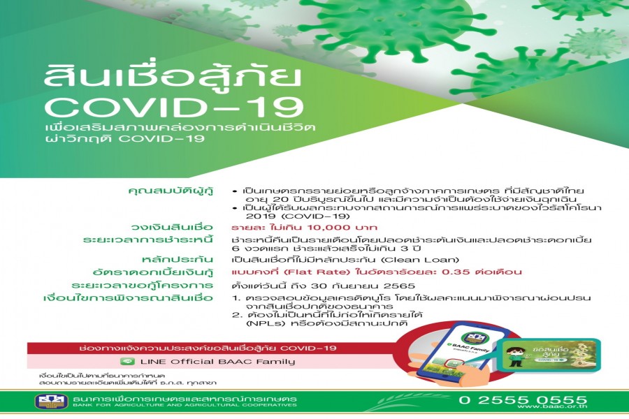ธ.ก.ส. พร้อมเติม 10,000 ล้านบาท เสริมสภาพคล่องเกษตรกรผ่านสินเชื่อสู้ภัย COVID-19